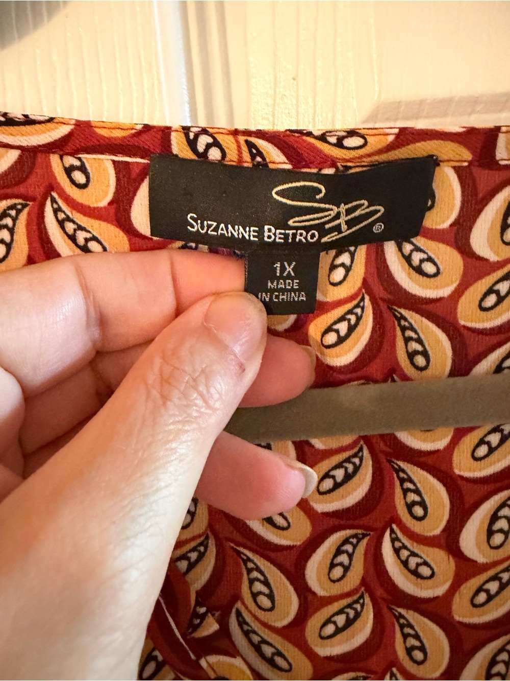 Suzanne Betro Burgundy and Burnt Orange V‑Neck Mini Dress - Picture 5 of 8